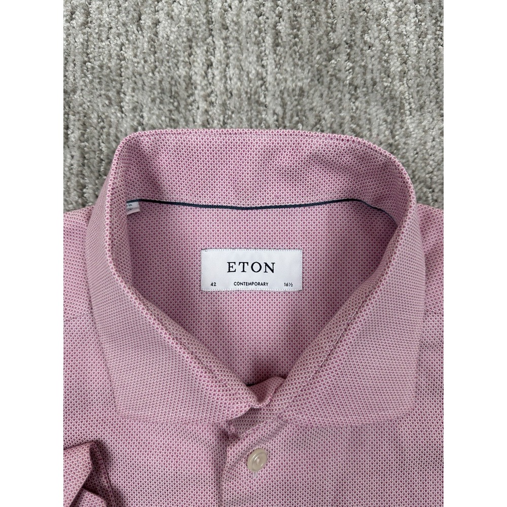 Eton Shirt Mens 16.5 42 Pink Contemporary Fit Dress Long Sleeve Button Front - Picture 2 of 12